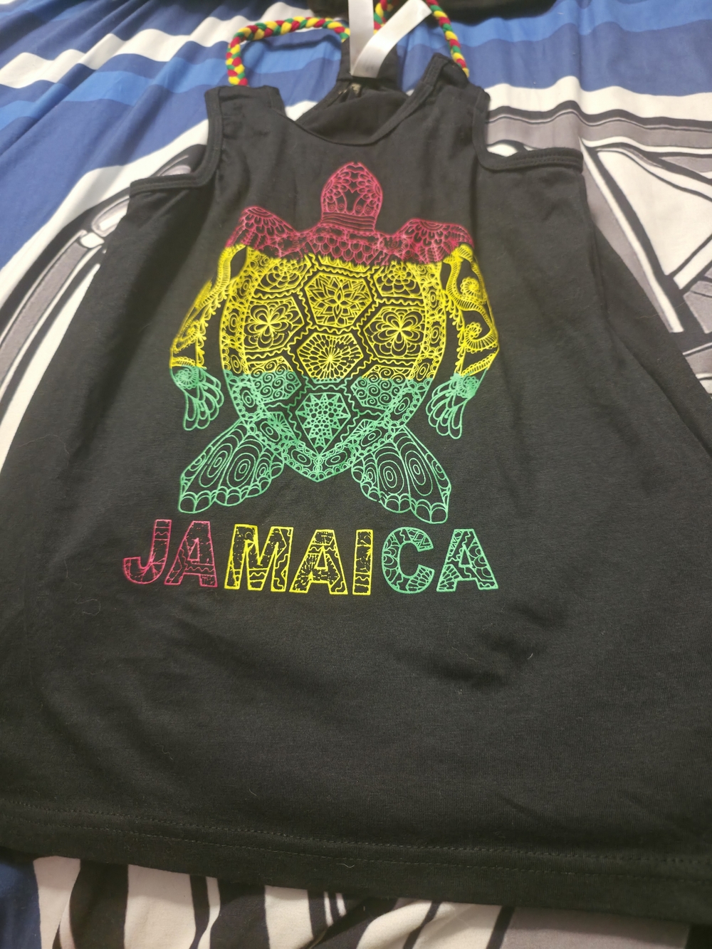 Jamaica Turtle Graphic Black Girls' Dress